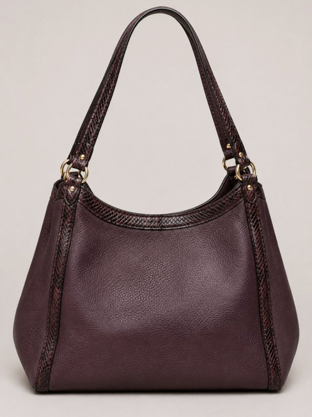 COACH Kristy Shoulder Bag Leather Snake-Embossed Brown Crimson Tote C6830 - Picture 4 of 11